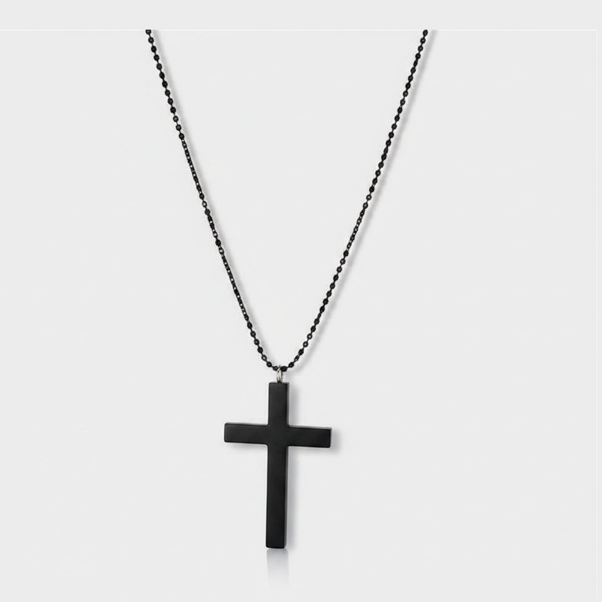 Classic Cross Pendant Necklace - Black