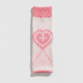 Heart Outline Slouchy Crew Socks - White & Pink