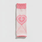 Heart Outline Slouchy Crew Socks - White & Pink
