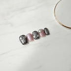 Glam Gem Press-On Nail Set - Pink & Charcoal
