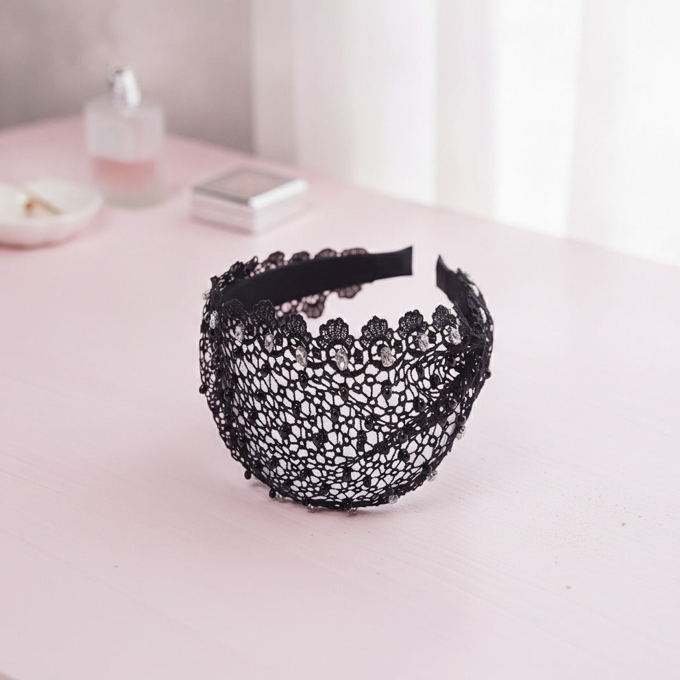 Lace Padded Headband - Black