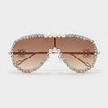 Pearl Rhinestone Aviator Sunglasses Brown Gradient – eyewear (view 1)