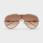 Pearl Rhinestone Aviator Sunglasses Brown Gradient – eyewear (view 1)
