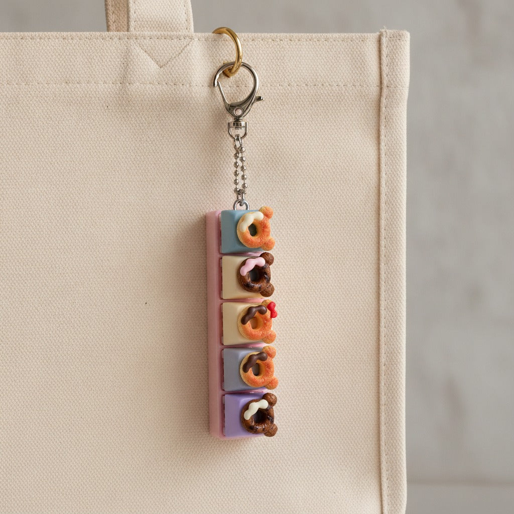 Tiny Donut Keychain - Pink Bear