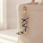 Rhinestone Cowboy Boot Keychain - White