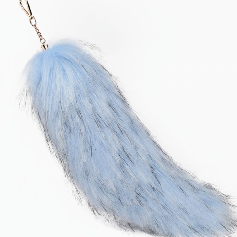 Fluffy Faux Fur Tail Keychain - Blue