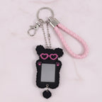 Puppy Photo Frame Keychain - Black Pup Pink Glasses