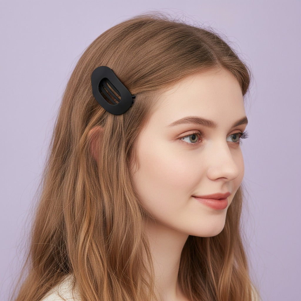 Oval Matte Hair Claw Clip - Matte Black