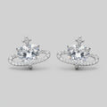 Silver Crystal Orb Stud Earrings With Rhinestone Halo – jewelry (view 1)