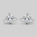 Silver Crystal Orb Stud Earrings With Rhinestone Halo – jewelry (view 1)