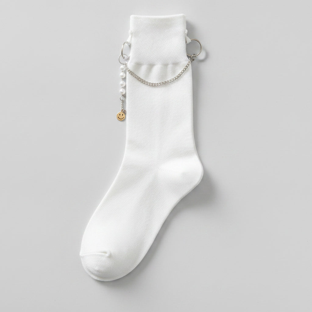 White Chain Charm Crew Socks – apparel accessories (view 1)