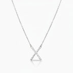 Textured X Pendant Necklace - Silver