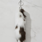 Fuzzy Striped Tail Bag Charm - Deep Coffee Stripe