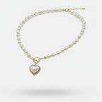Pearl Heart Charm Necklace with Toggle Clasp – jewelry (view 1)