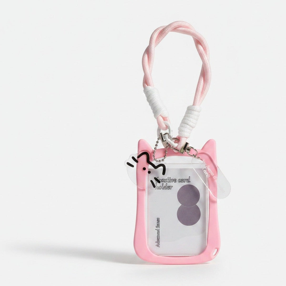 Cute Cat ID Card Holder With Pink Chain Strap – novelty & toys (view 1)