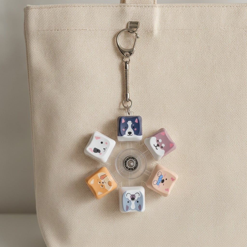 Spin Wheel Animal Face Keychain - Puppy Squad