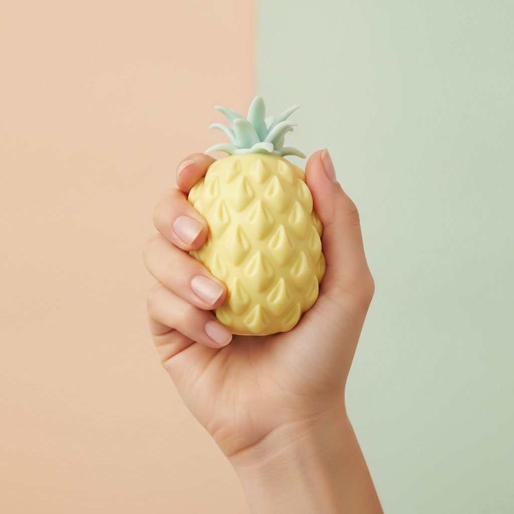 Pineapple squeeze fidget toy sunny yellow - detail