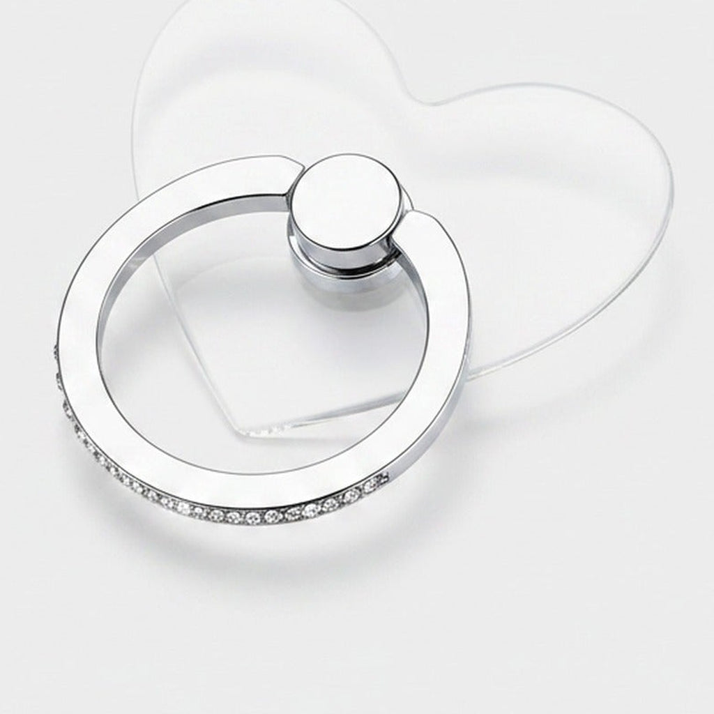 Sparkle Heart Phone Ring Charm Silver Heart