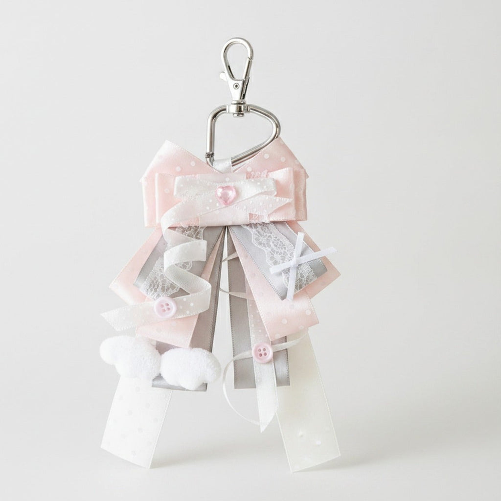 Ribbon Bow Bag Charm - Soft Pink