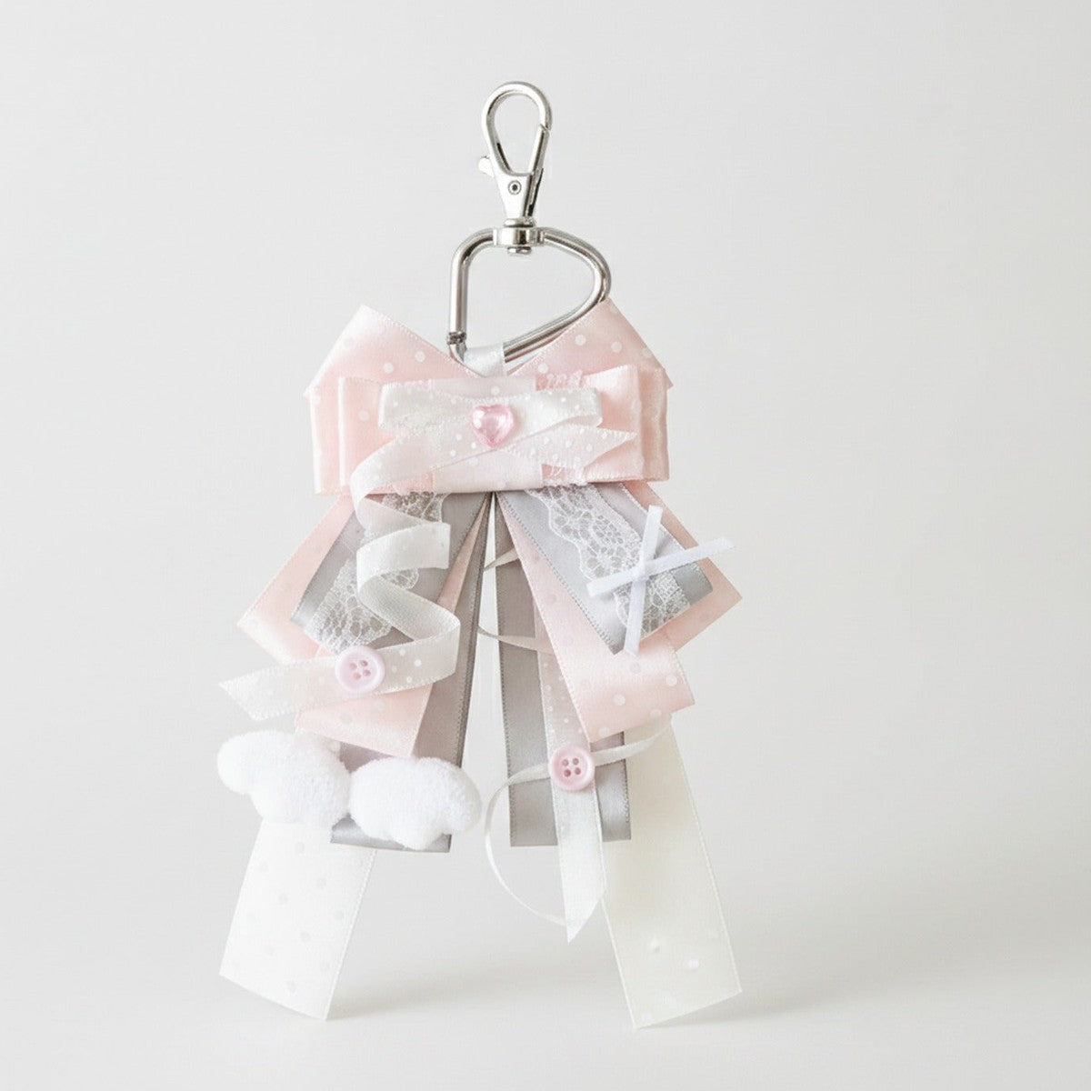 Ribbon Bow Bag Charm - Soft Pink