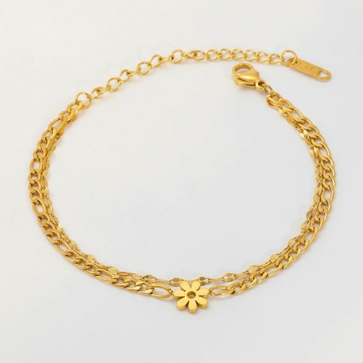 Dainty Layered Flower Charm Bracelet – jewelry (view 1)