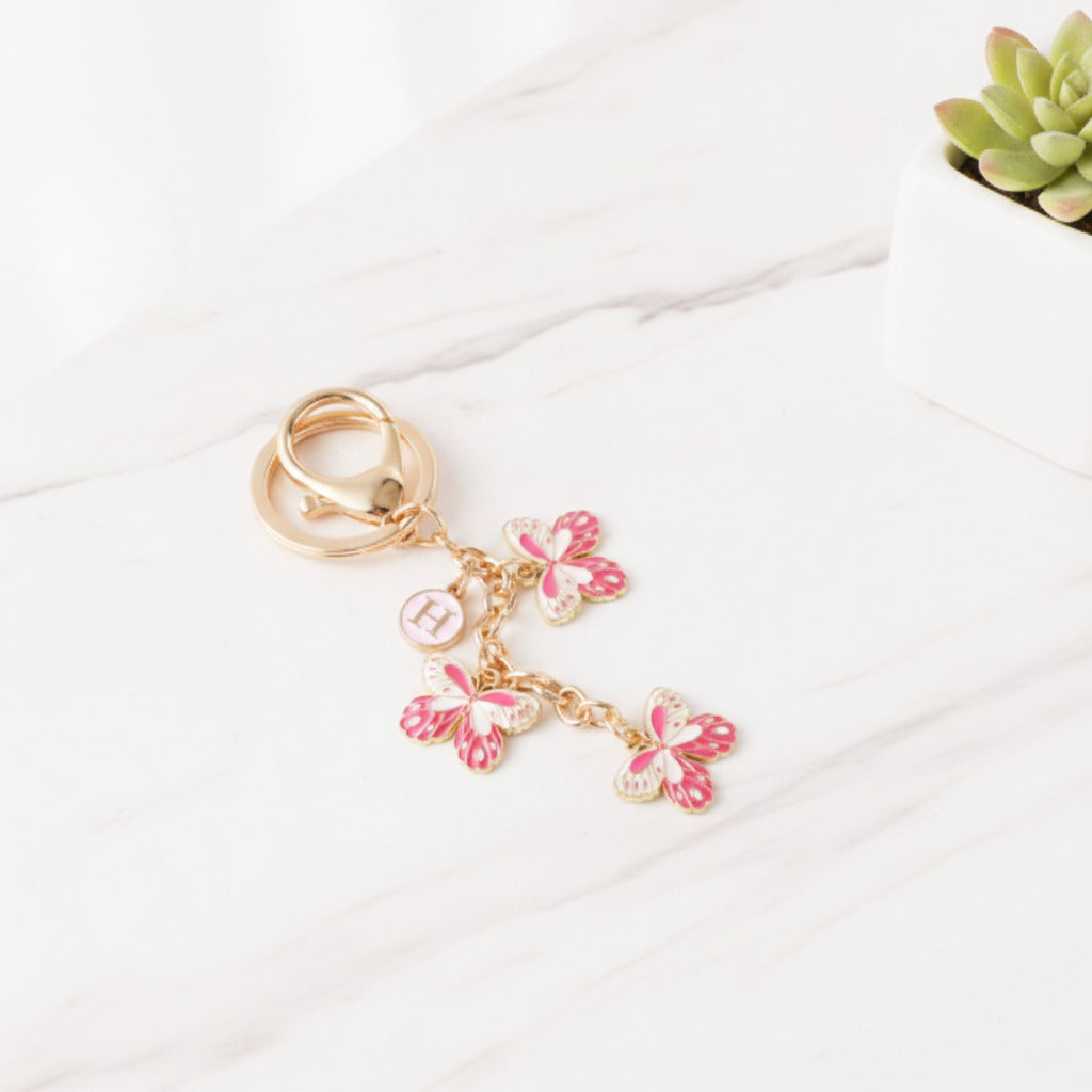 Butterfly Charm Keychain - Pink