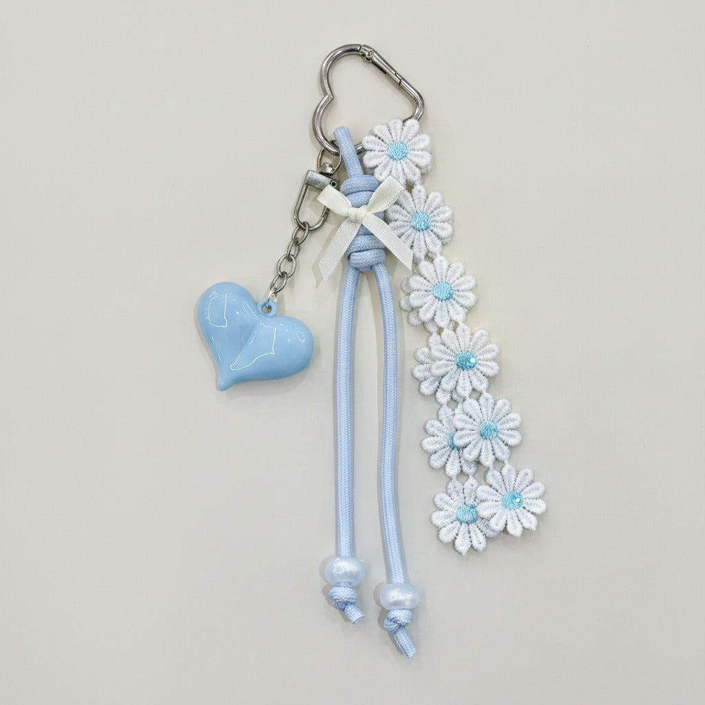 Daisy Charm Keychain - Blue