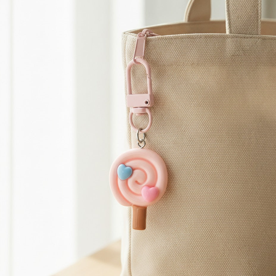Lollipop Charm Keychain - Pink
