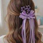 Star & Bow Hair Clip Set Dual Purple