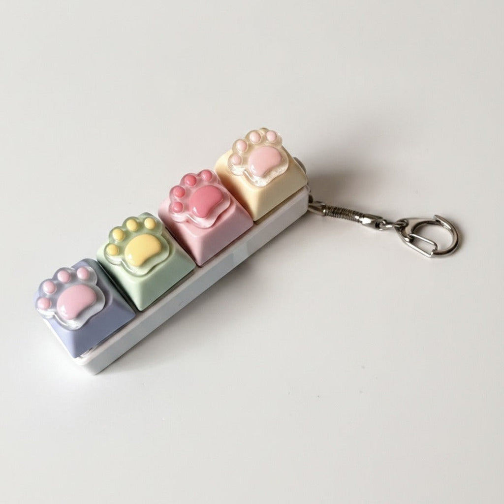 Mini Paw Pad Keychain - White Macaron Mix