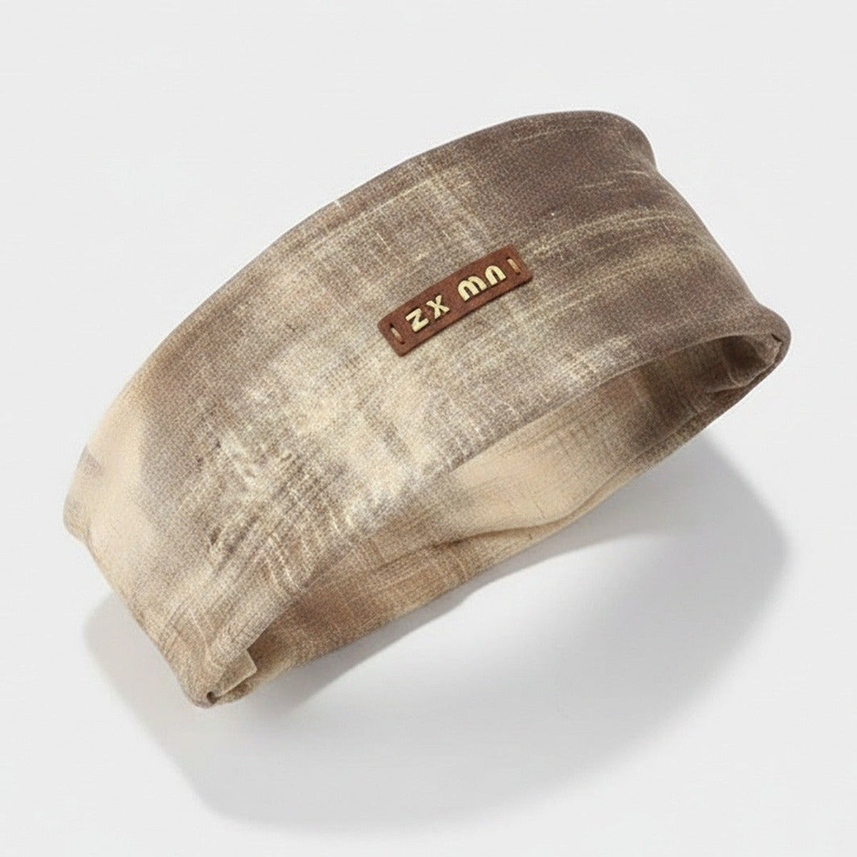 Linen Textured Hair Clip With Leather Accent - Camel – hair accessories (view 1)