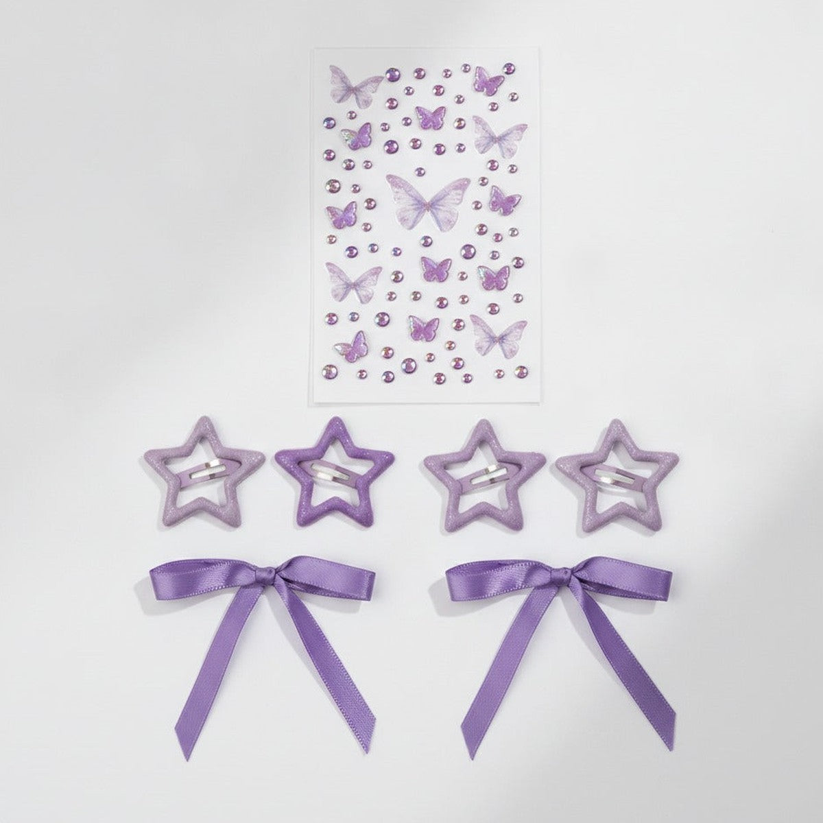 Butterfly & Star Hair Clip Set - Purple – hair accessories (view 1)