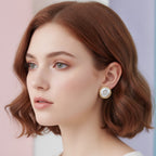 Pearl Twisted Frame Stud Earring - Pearl White