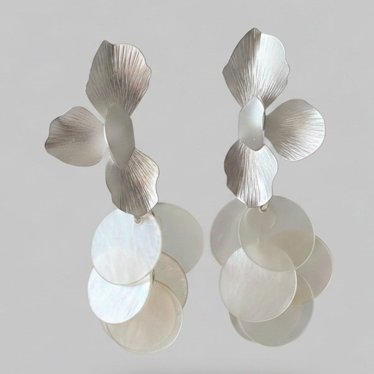 Petal Flower Shell Disc Drop Earrings – jewelry (view 1)