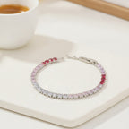 Delicate Crystal Tennis Bracelet - Gradient Red Silver