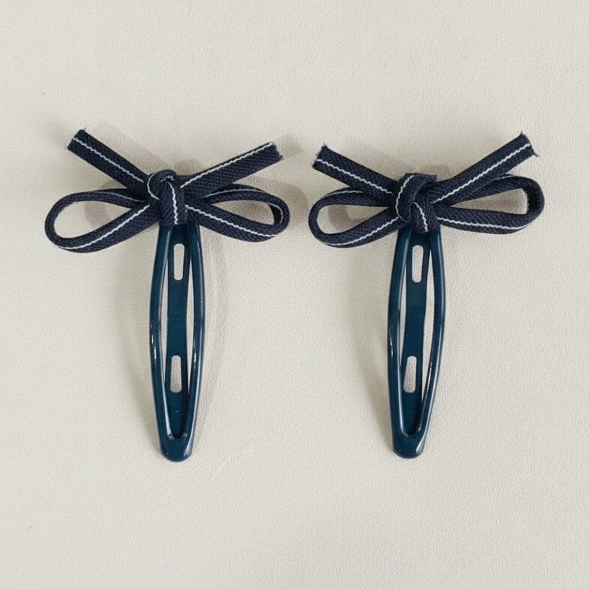 Striped Bow Snap Hair Clips – hair accessories (view 1)