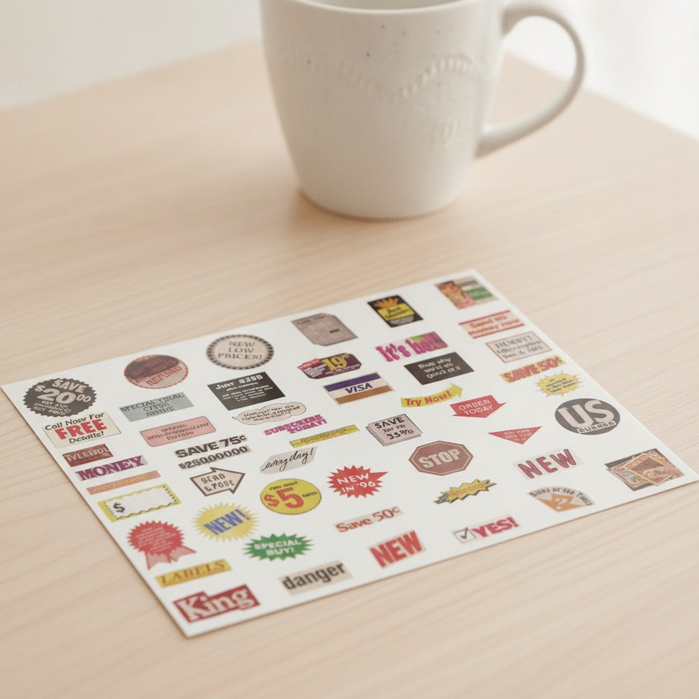 Vintage Ad Collage Sticker Set - Retro Moments