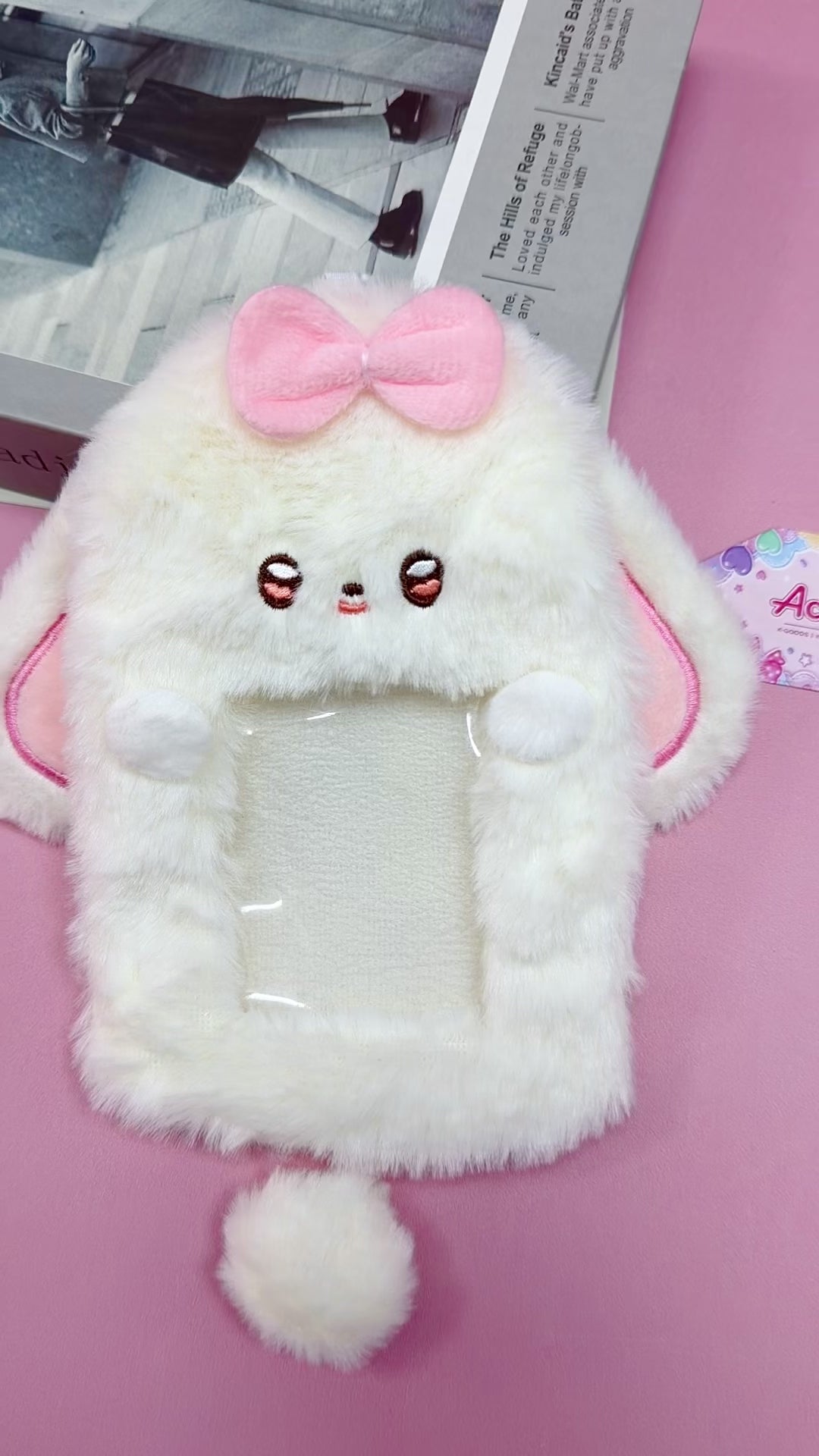 KEUKK0001-PinkBowLongEarCardHolder-4IN