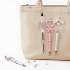 Charm Beaded Pen Set - Pearl Bow on bag
